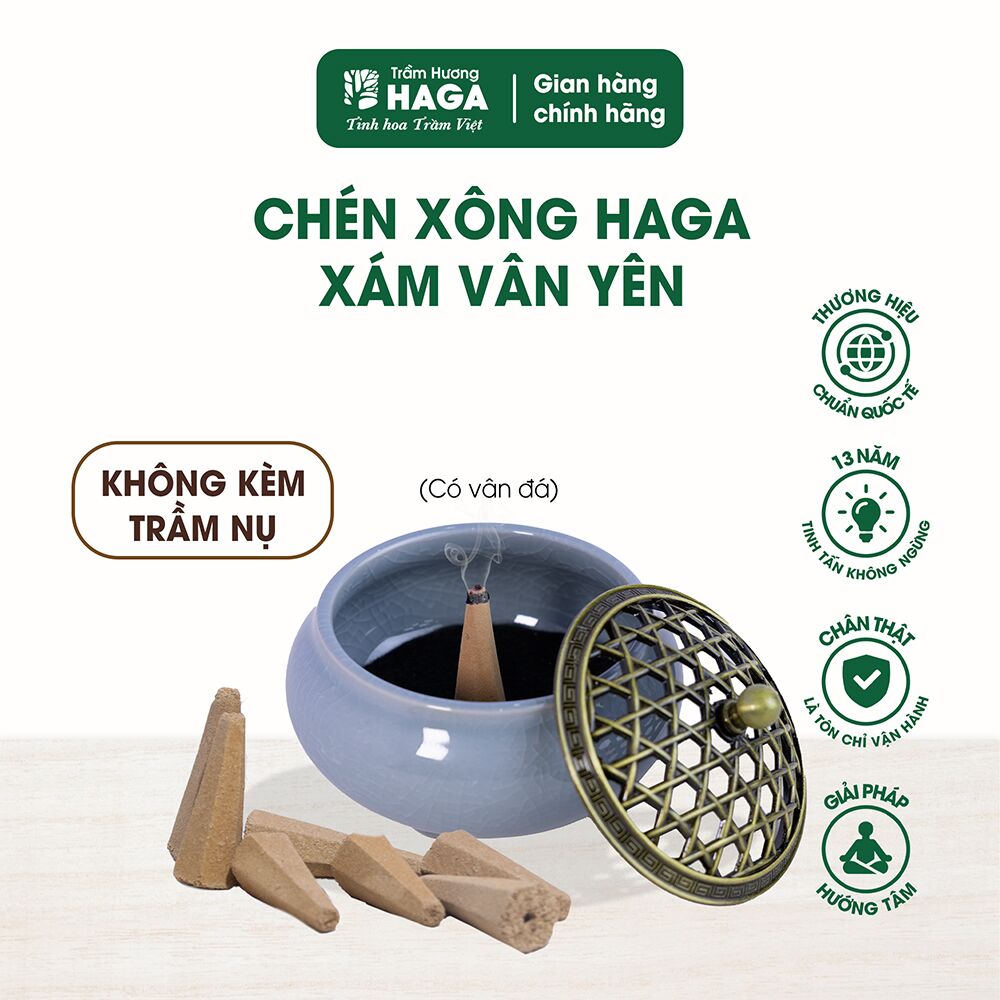 Chén xông HAGA _Xám vân yên
