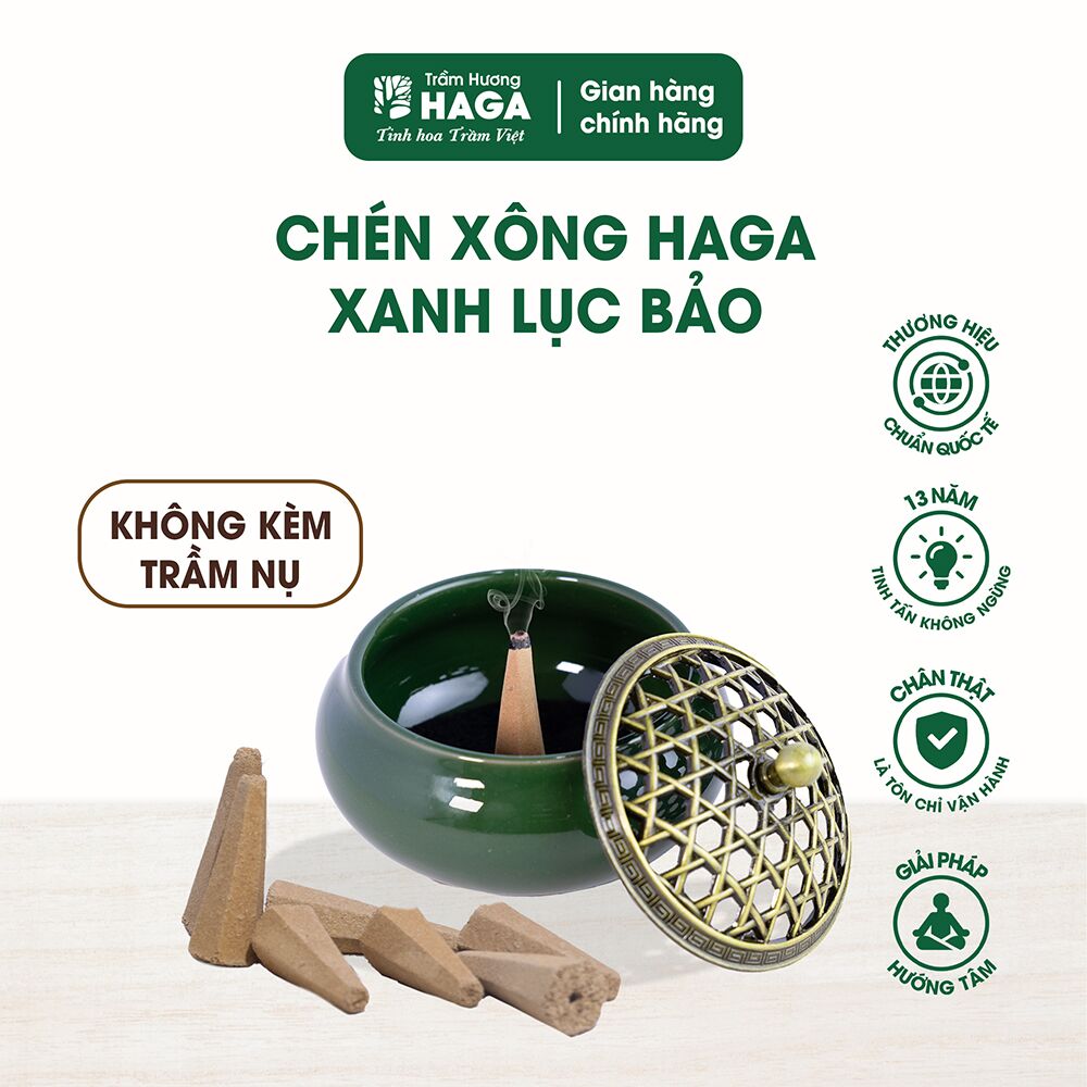 Chén xông HAGA_xanh lục bảo