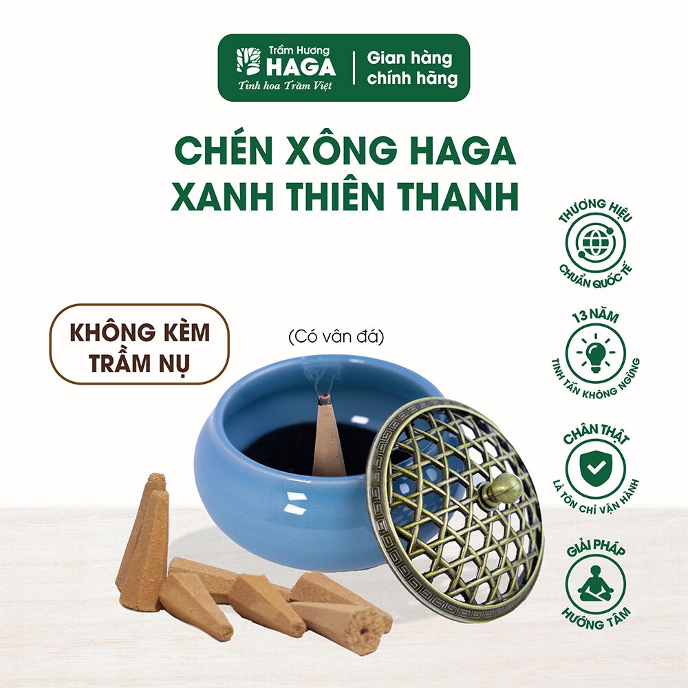 Chén xông HAGA_xanh thiên thanh